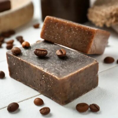 Exfoliating coffee natural organic soap for moisturizing bath use