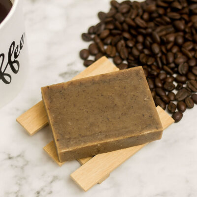 Exfoliating coffee natural organic soap for moisturizing bath use