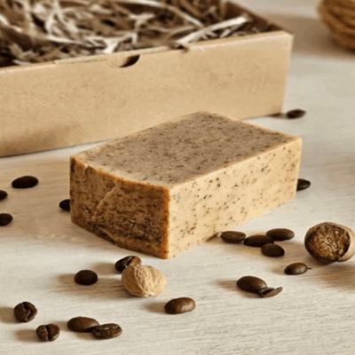 Exfoliating coffee natural organic soap for moisturizing bath use