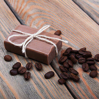 Exfoliating coffee natural organic soap for moisturizing bath use