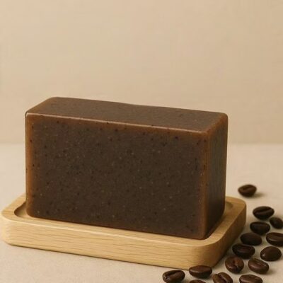 Exfoliating coffee natural organic soap for moisturizing bath use