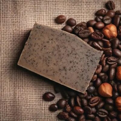 Exfoliating coffee natural organic soap for moisturizing bath use