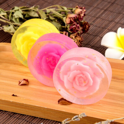 Handmade rose moisturizing bar soap for acne and anti-mite skincare